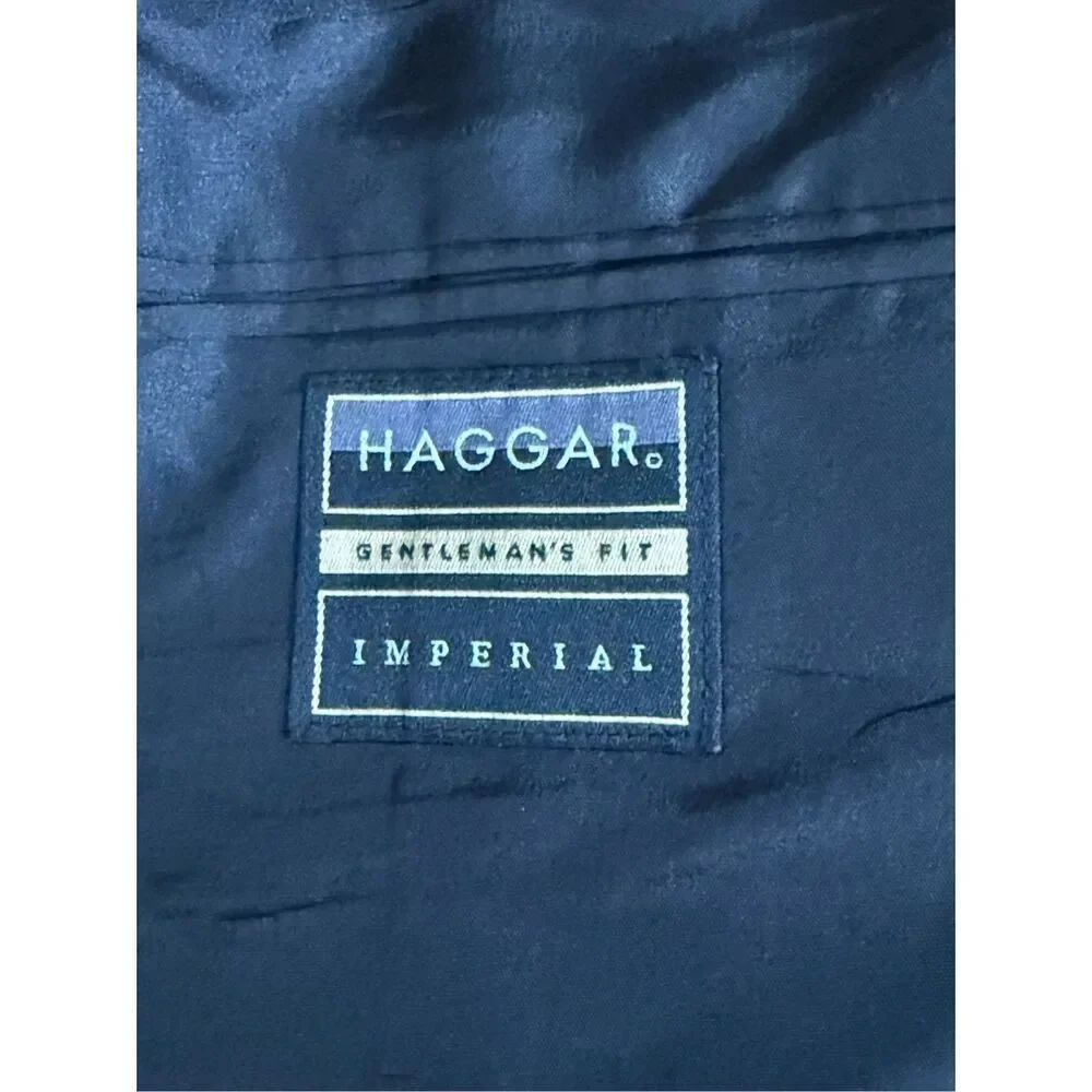 Haggar Imperial Gentlemen Fit Blazer Sports Coat Mens 40L Grey Tweed Herringbone
